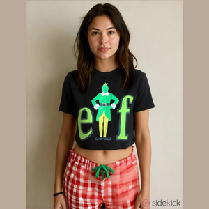 Elf Movie Cropped Black Tee Buddy The Elf Holiday Christmas Women Size M